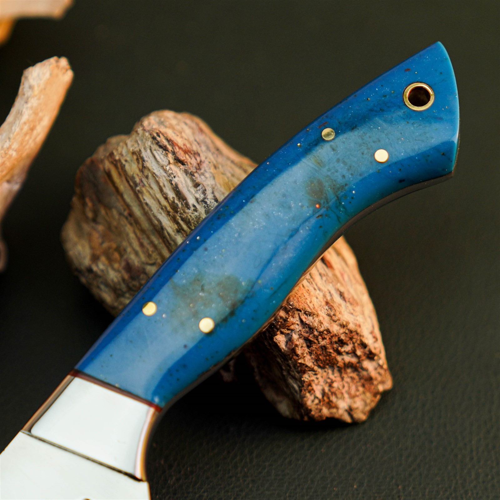 8.7″ Camping Bushcraft Stainless Knife Handmade Full Tang Resin Handle
