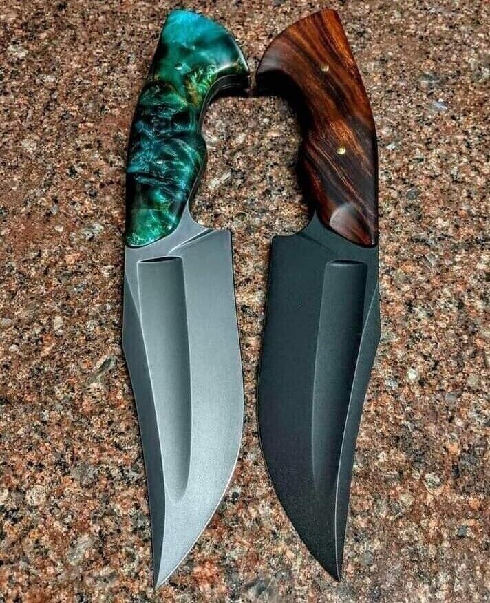 CUSTOM HANDMADE D2 TOOL STEEL BOWIE HUNTING KNIFE,VIKING KNIFE WITH LEATHER