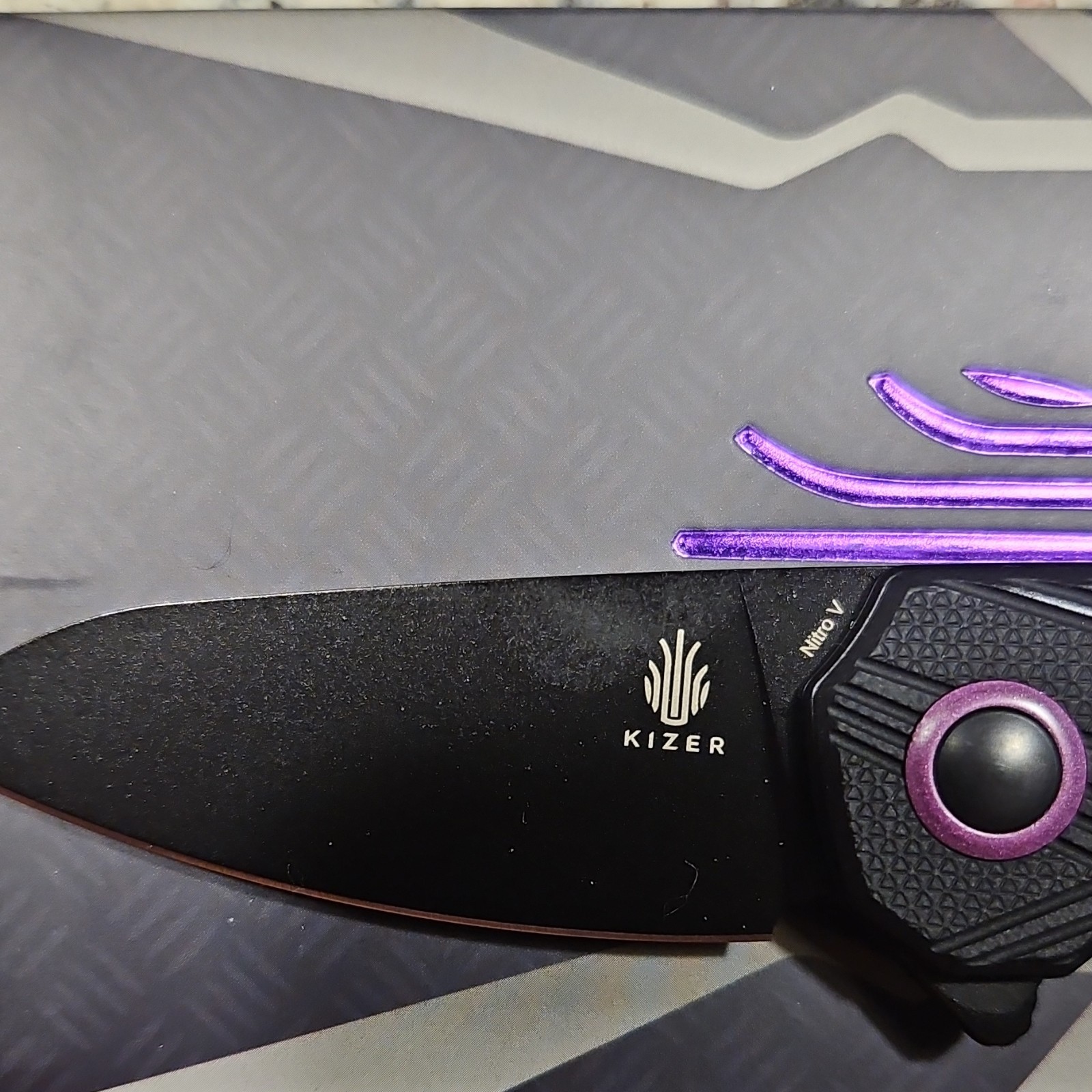 Kizer Lieb Black Panther Nitro-V Drop Point Plain Edge G10 Liner Lock