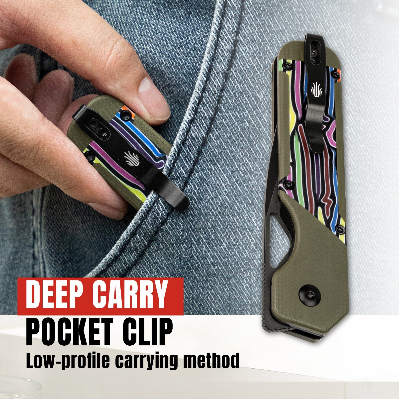 Kizer Militaw Pocket Knife, 3.36» Nitro-V Blade Camping Folding Knife V3634A3
