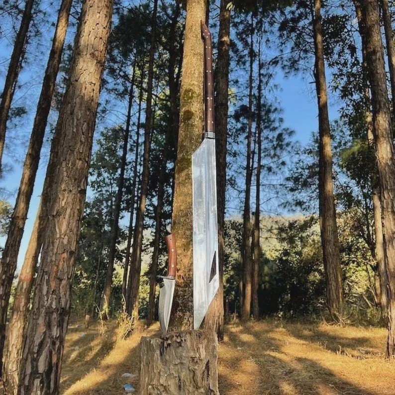 Custom Handmade Carbon Steel Blade Long Machete Sword | Hunting Sword | Camping
