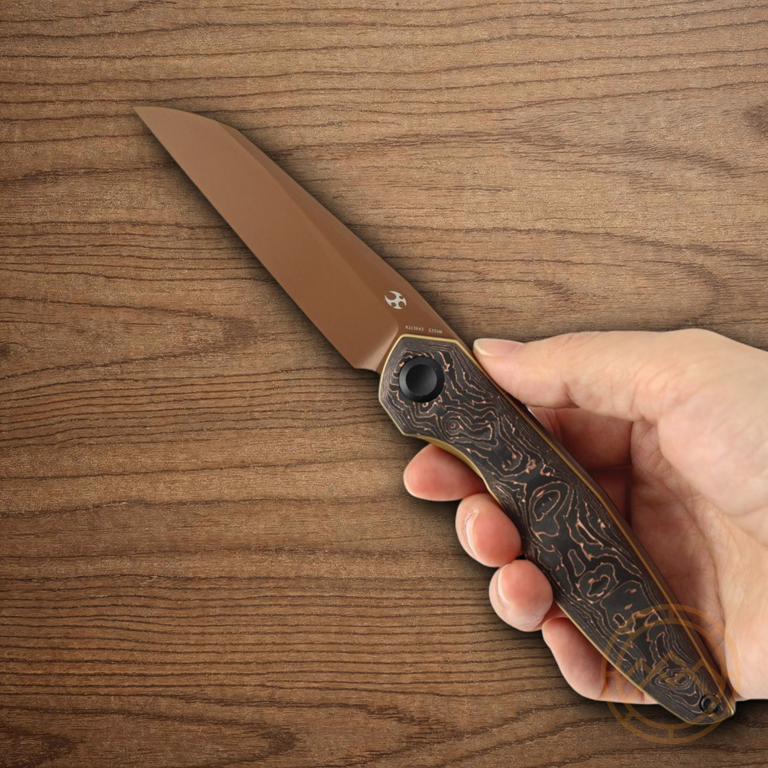 Kansept Knives Halide Folding Knife 3.25″ CPM S35VN Steel Blade Copper CF Handle