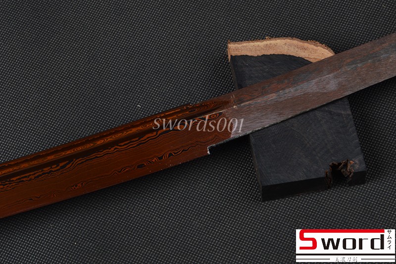 Bloody Red Folded Steel Naked Blade Japanese Wakizashi Blank Sword Real Sharp