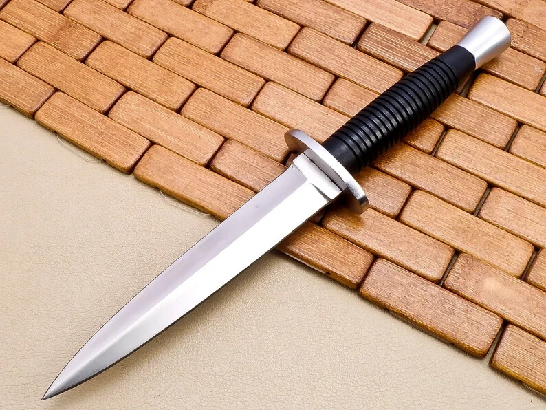 ASS Custom Handmade High Carbon Steel Fairbain Hunting Dagger Knife With Sheath