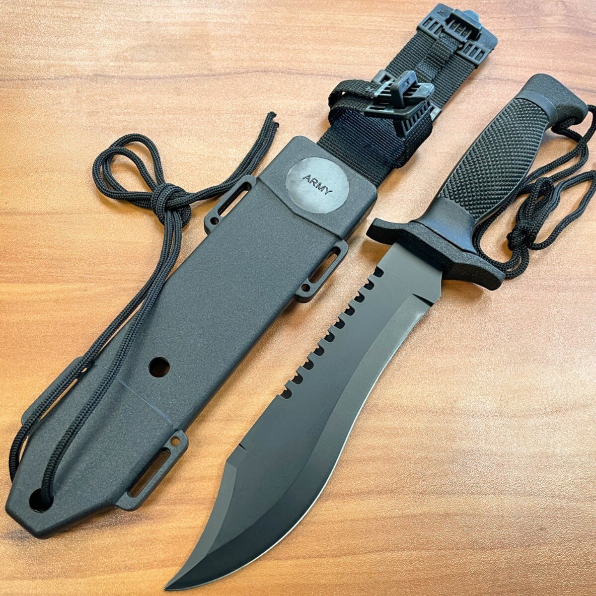 12″ Black Military Army Survival Hunting Camping Fixed Blade Bowie Outdoor Knife