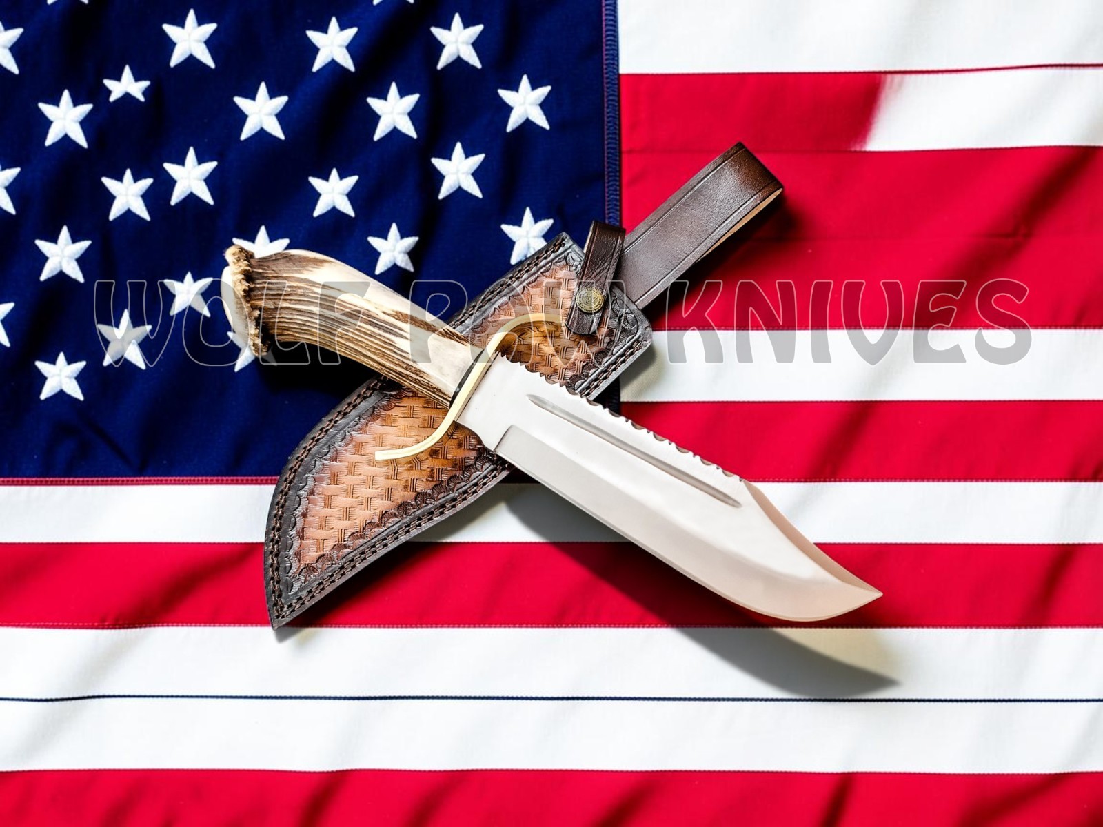 Handmade Hunting Bowie Knife | D2 Steel Blade with Stag Crown Antler Duty Paid
