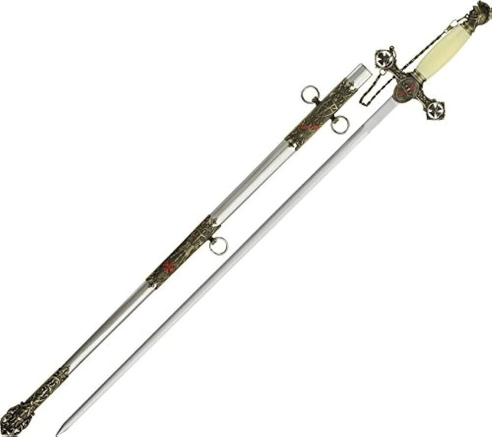 37” Knights Of Templar Crusader Sword Steel Scabbard Ornate Medieval Sharp