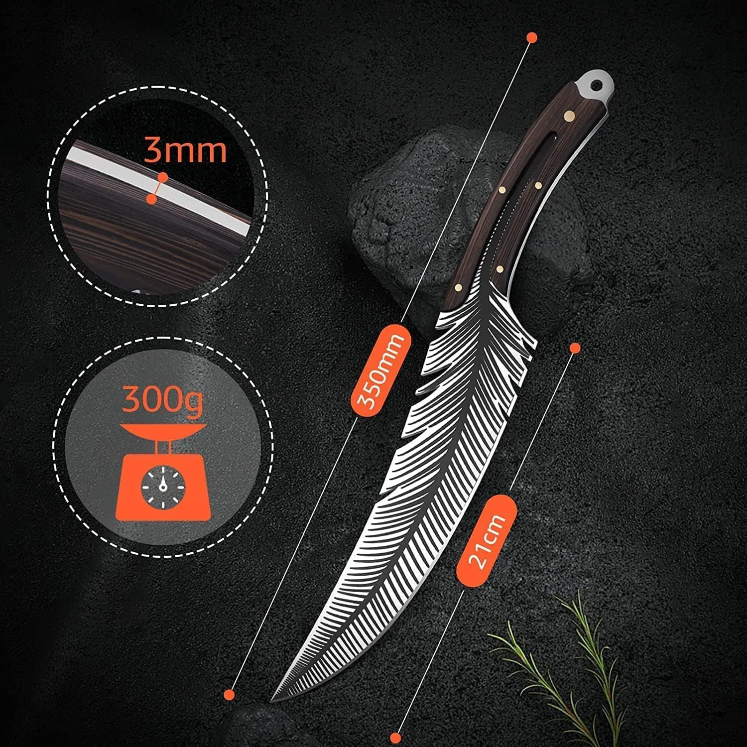 Huusk Japan Knife Feather Knife Hand Forged Viking Knife High Carbon Steel Butch
