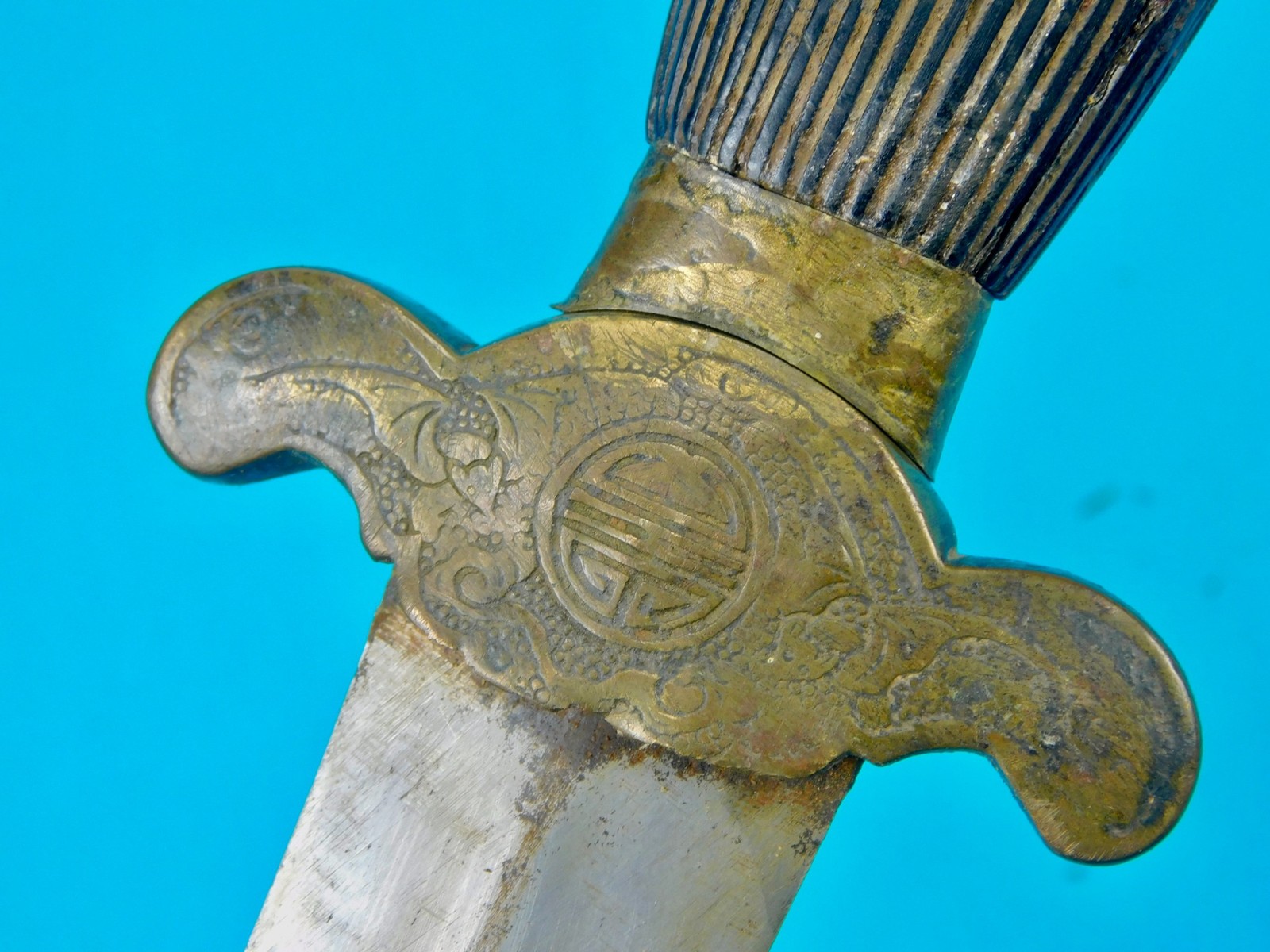 Antique Old 19 Century Chinese China Short Sword w/ Scabbard