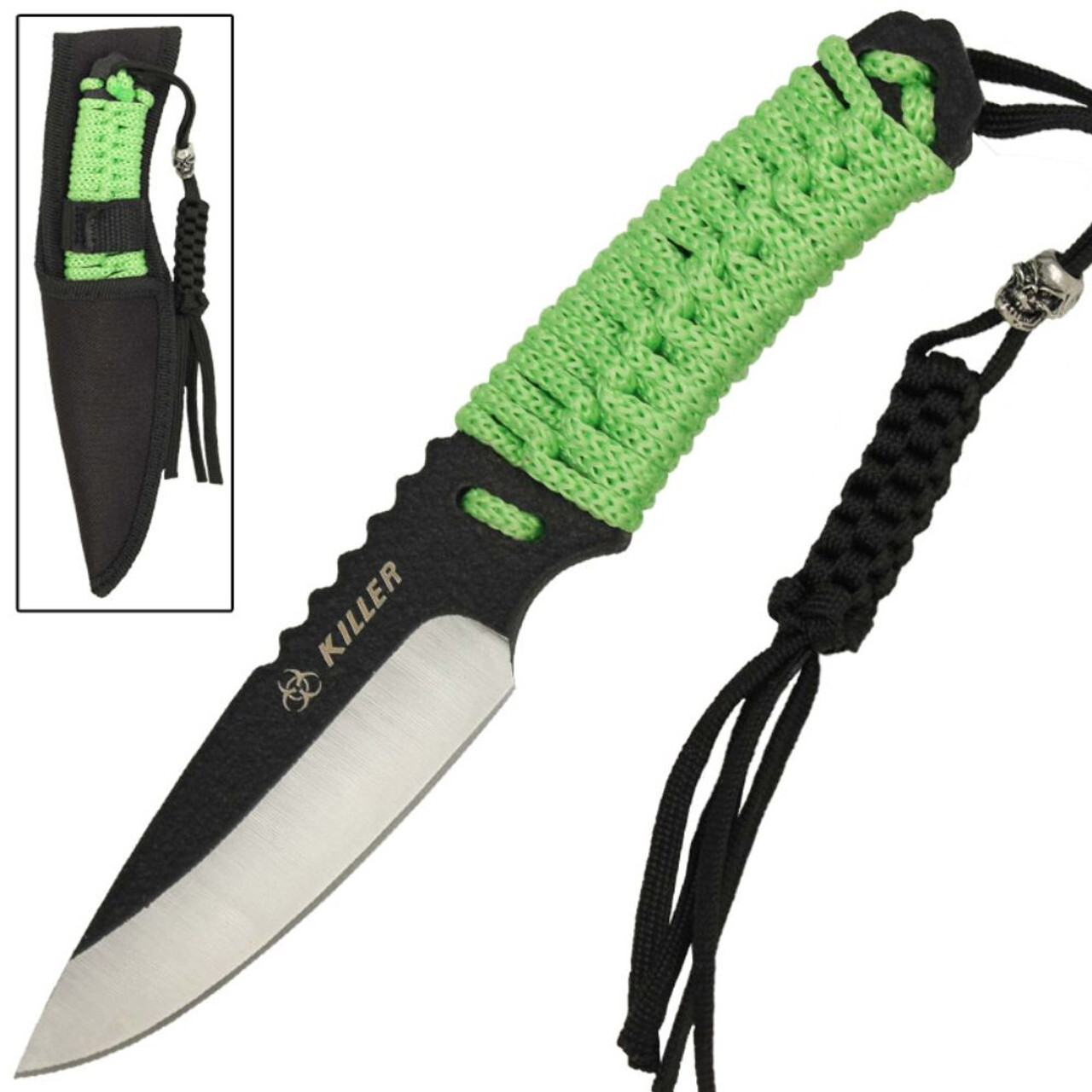 Killer Outdoor Emergency Anodize Steel Drop Point Knife – with Nylon Sheath