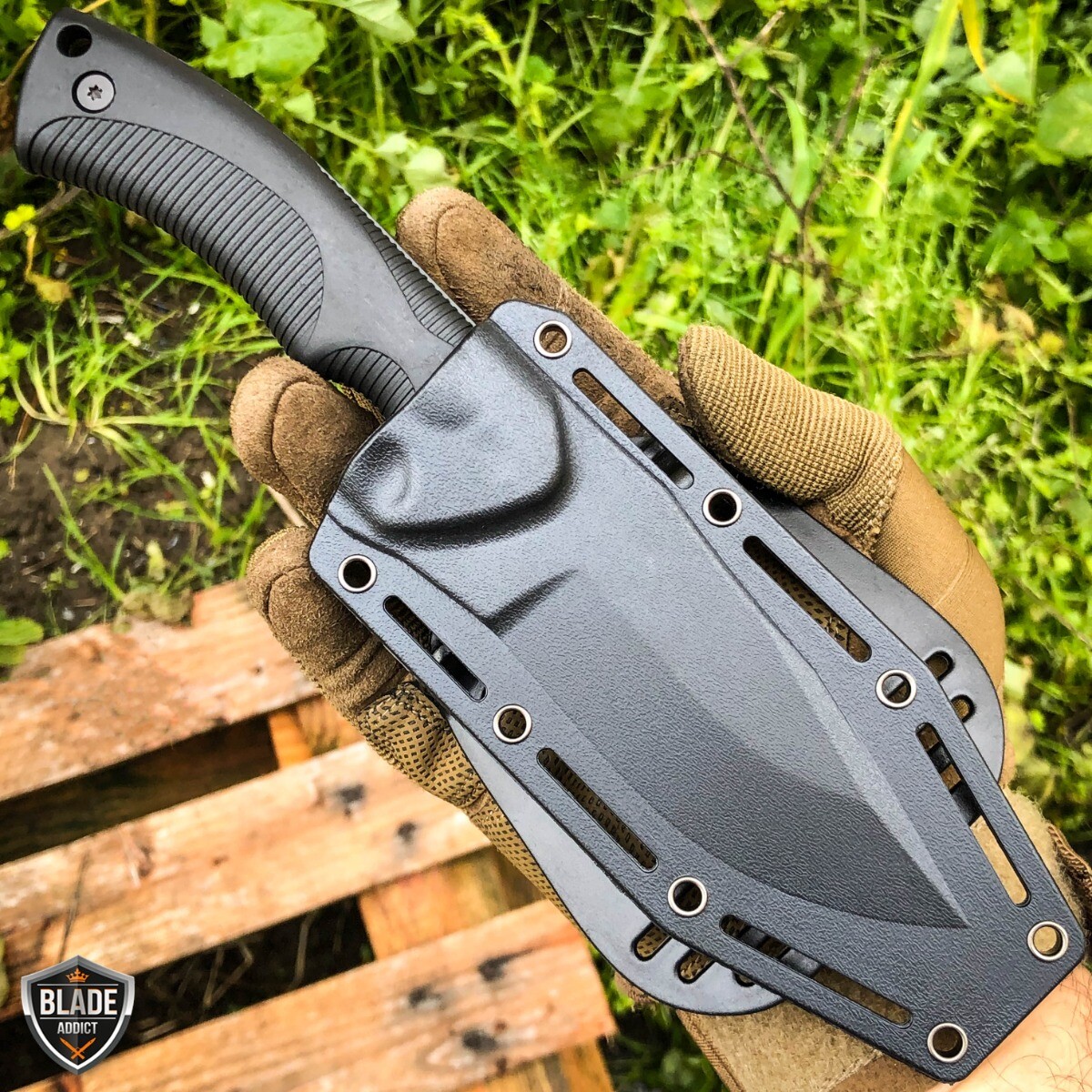 9″ Military Tactical FIXED BLADE Survival Hunting Combat KNIFE w/ Kydex Sheath
