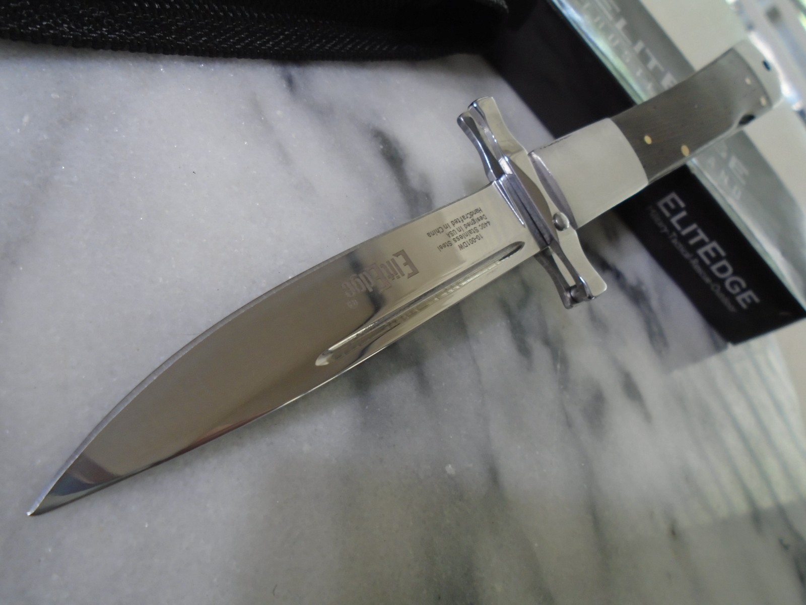 Elitedge Fancy Swing Guard Lockback Pocket Knife Folder Dark Wood 440C 10-001DW