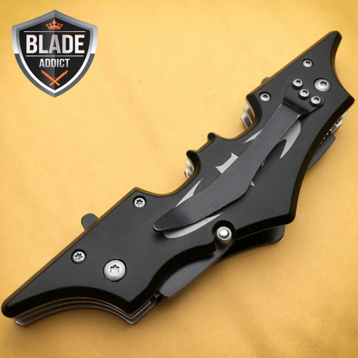 11.5″ DARK KNIGHT RISES ASSISTED SPRING BATMAN DUAL BLADE FOLDING KNIFE Bane