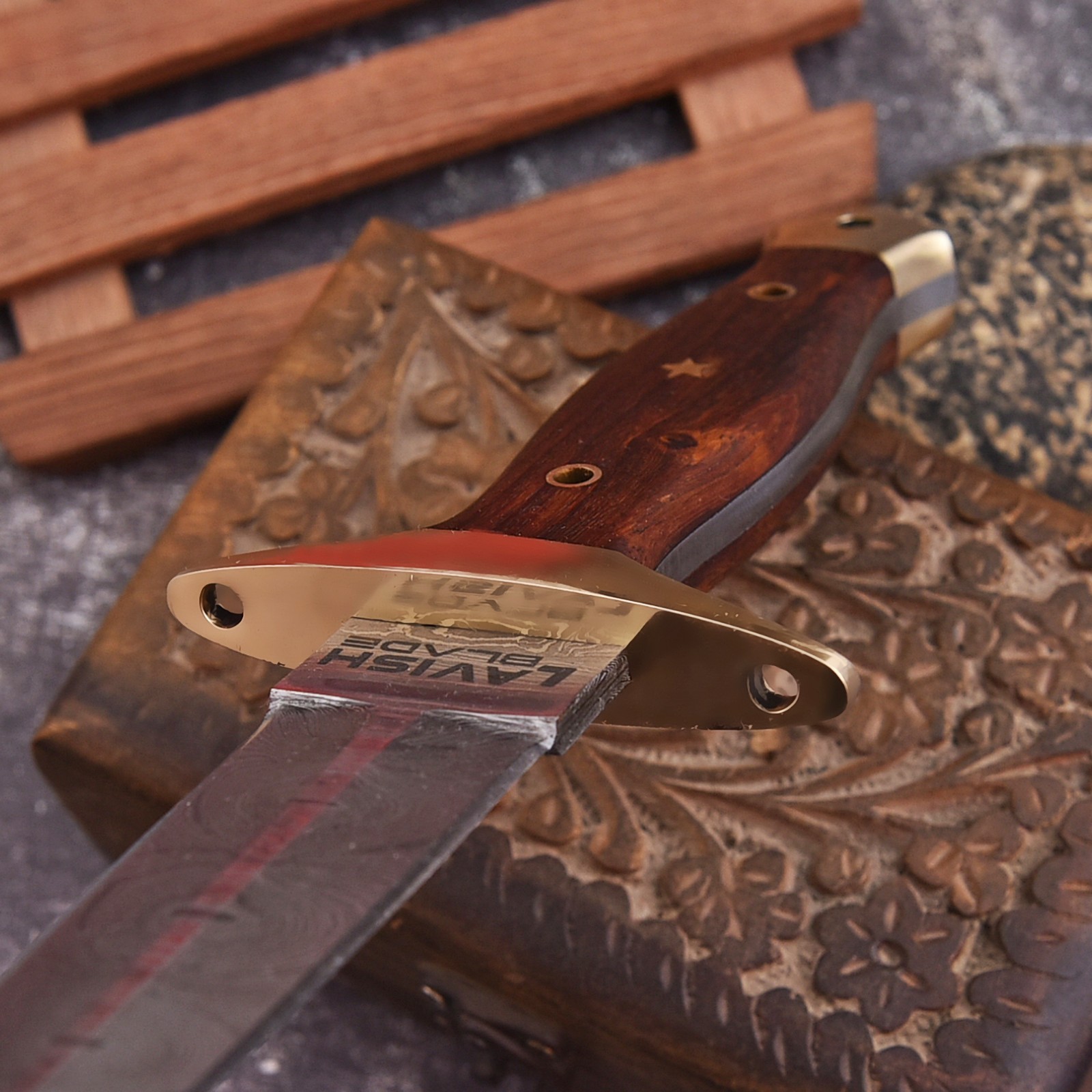 Handmade Damascus Dagger Athame Knife Wood Handle with sheath Christmas Gift