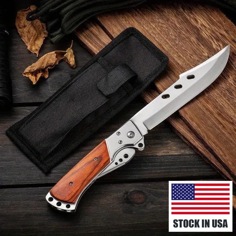 Large Folding Knife Wood Handle High Hardness Portable Outdoor Camping Utility