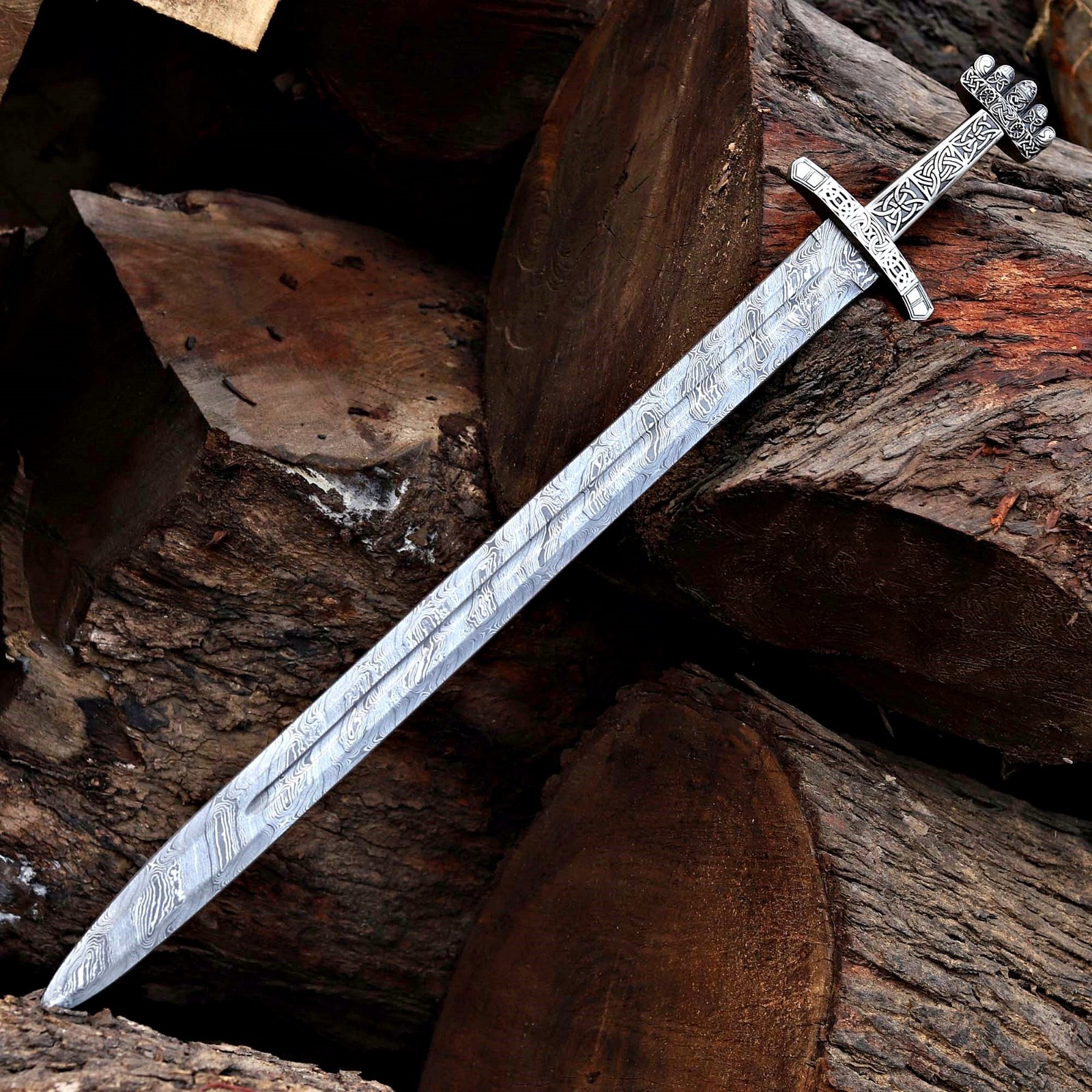 Handmade Damascus Viking Sword with Scabbard.Medival,Norse SWord