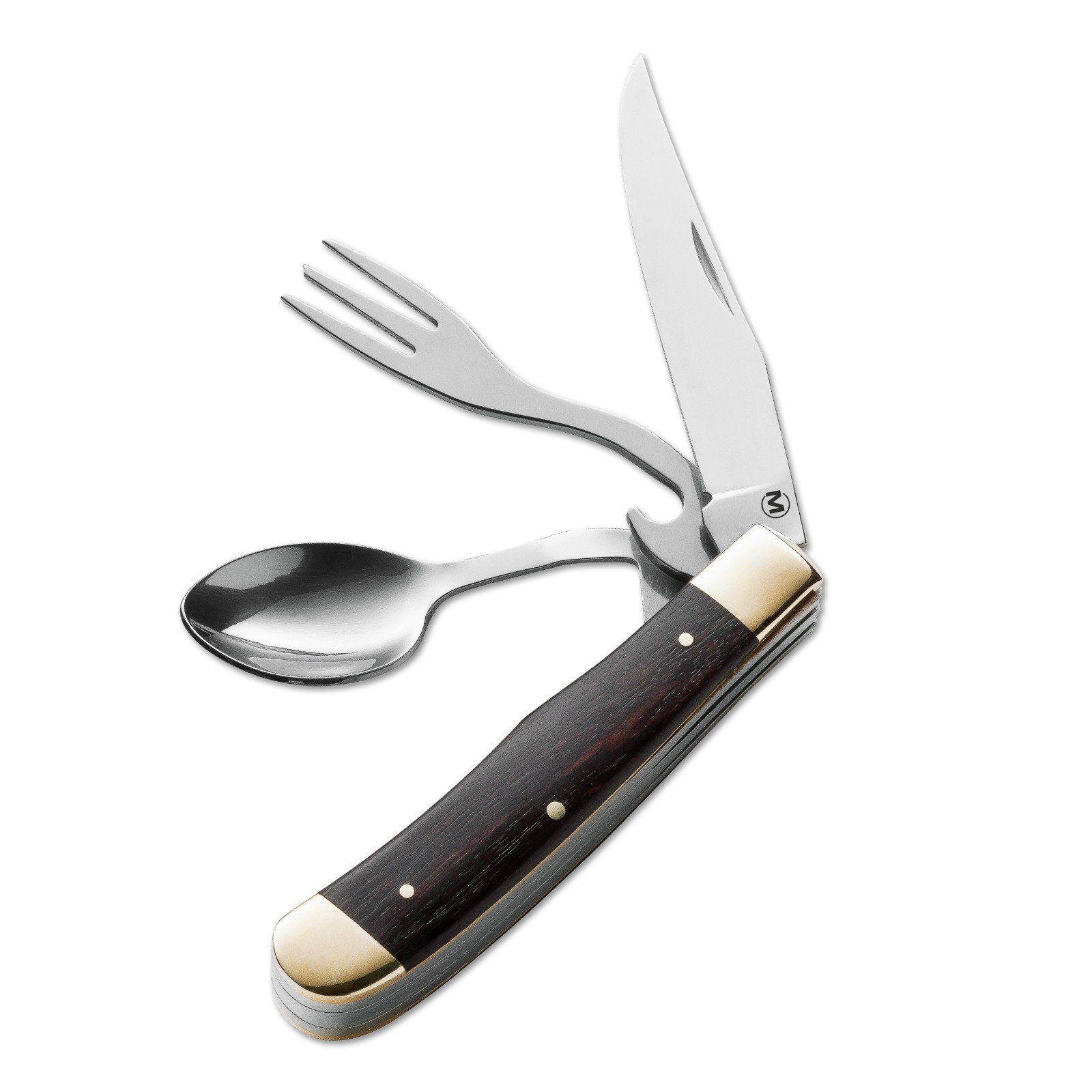 MAGNUM Bon Appetite 3.3″ Hobo Camping Knife 440A Spoon Fork Wood Handle 01LL209