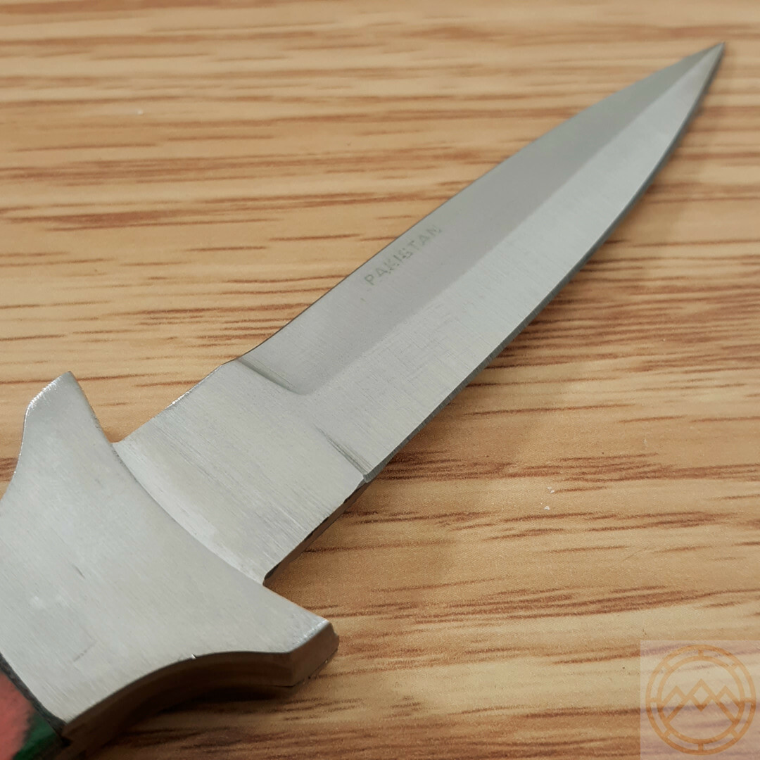Slim Boot Fixed Knife 3″ Double Edge Stainless Steel Dagger Blade Wood Handle