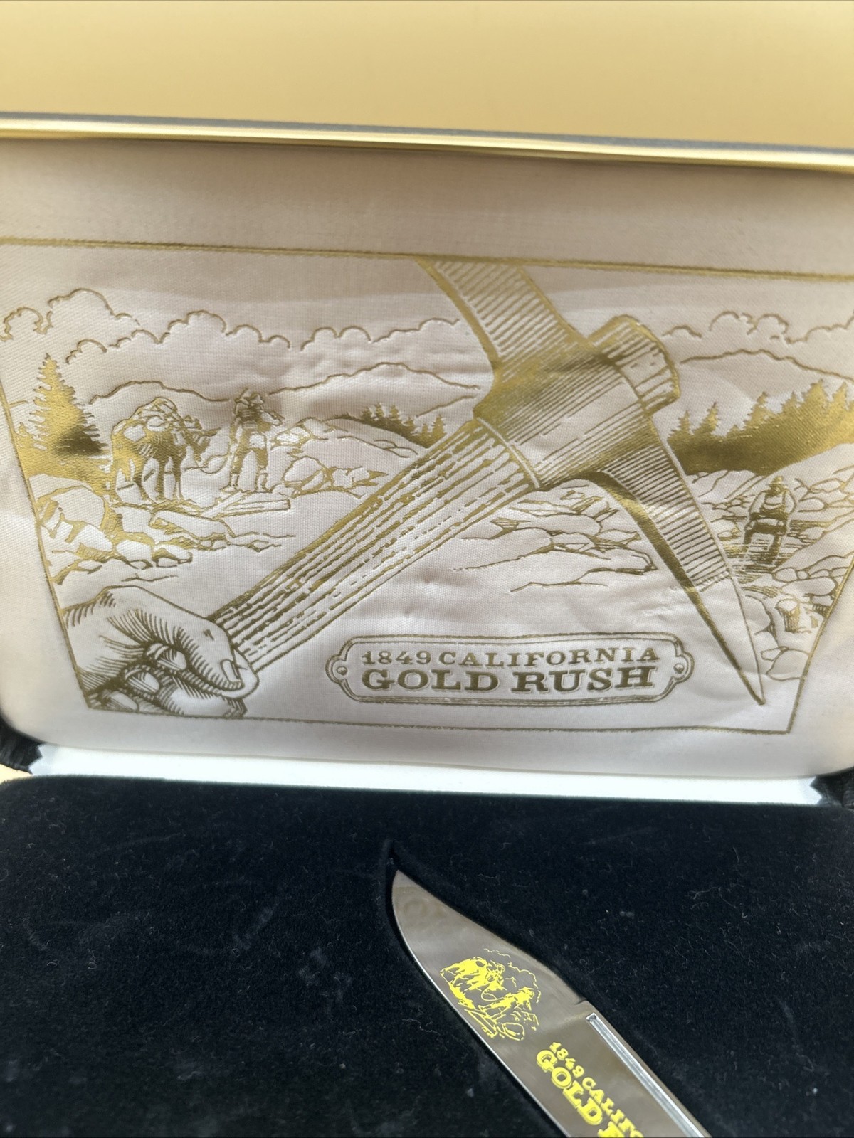 Case XX California Gold Rush 1988 yellow Bone clip pt. pocket knife. Y61066SS