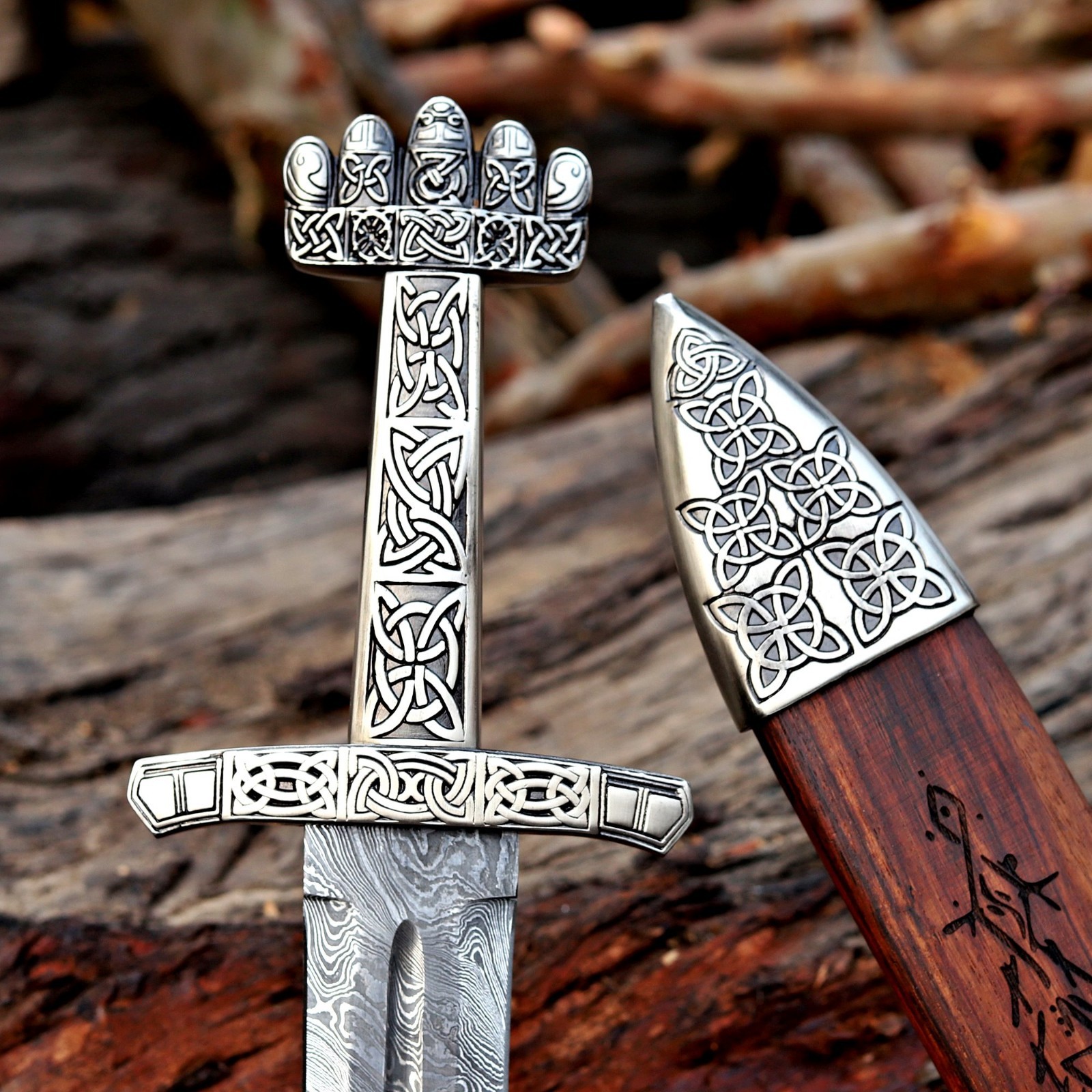 Handmade Damascus Viking Sword with Scabbard.Medival,Norse SWord