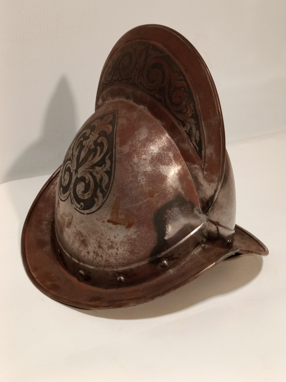 Reproduction Spanish Conquistador Helmet Etched Steel Morion Style Decor