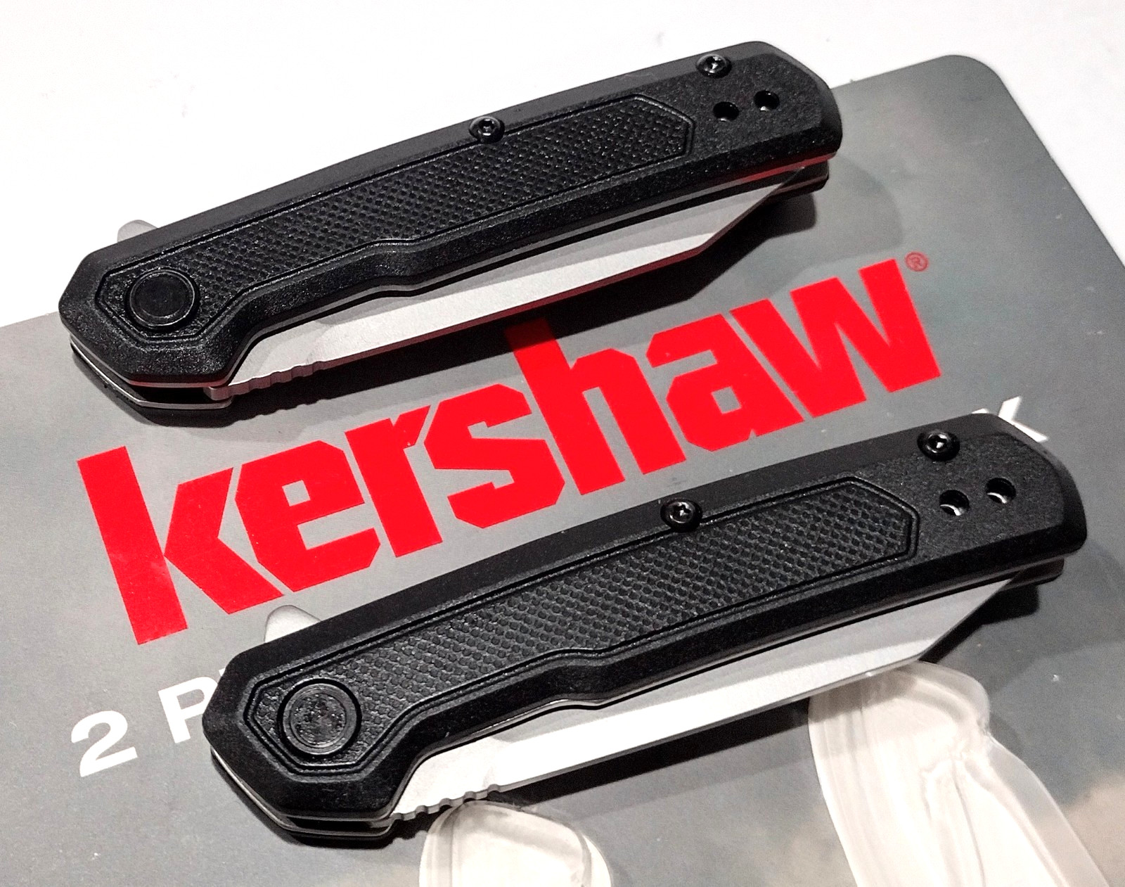 KERSHAW KS7017 2 PC BLACK Spring Open Assisted Tactical Folding Pocket Knife