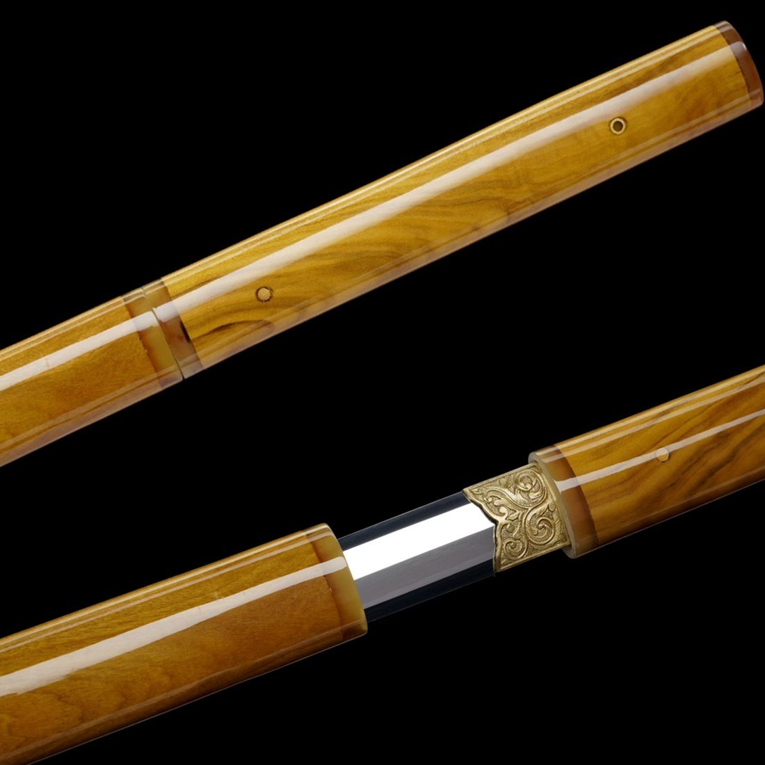 Beautiful KungFu Sword Jian Forged Sharp 1095 Carbon Steel Blade Silkwood Saya