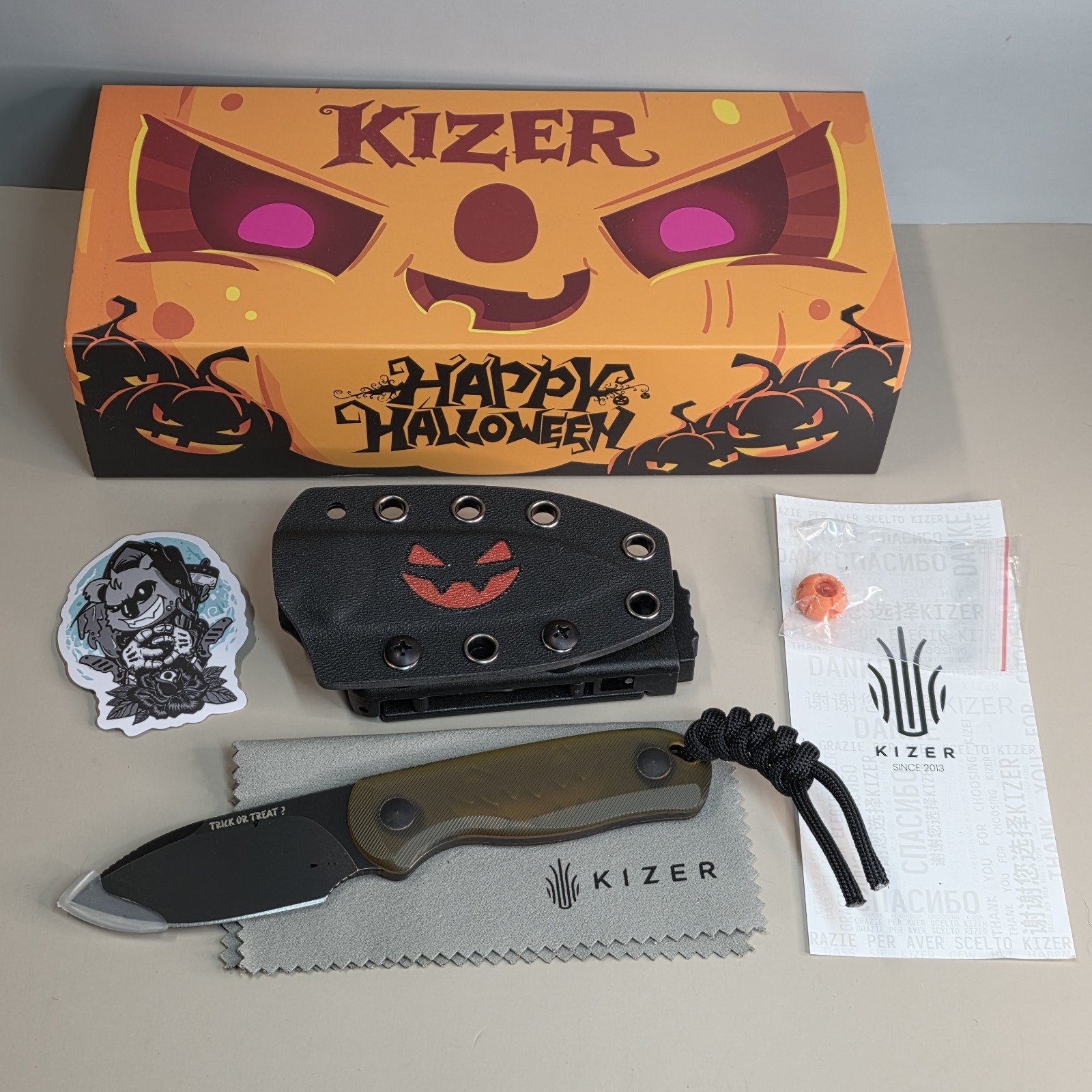 Kizer Trick or Treat? Drop Bear Fixed Knife