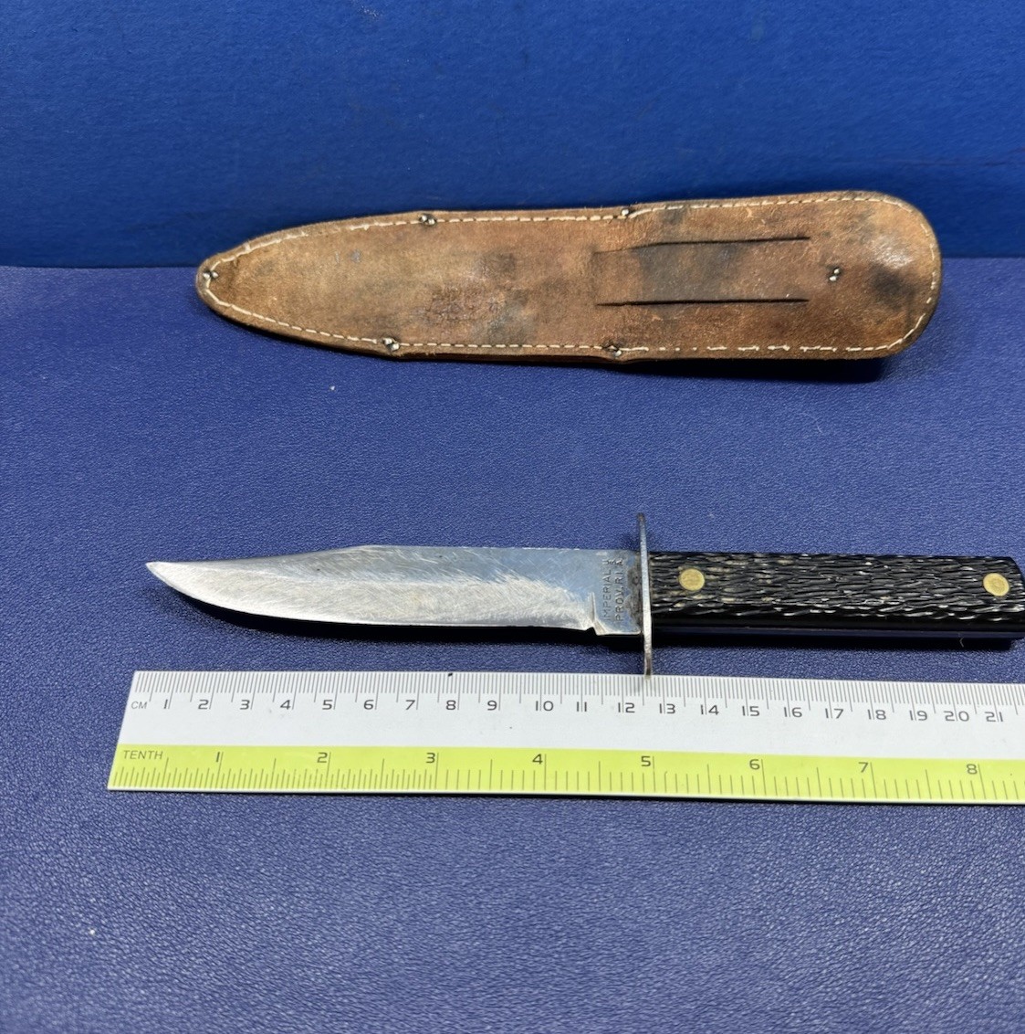 Vintage Imperial Prov Ri USA Hunting Knife Black Handle 5″ Blade