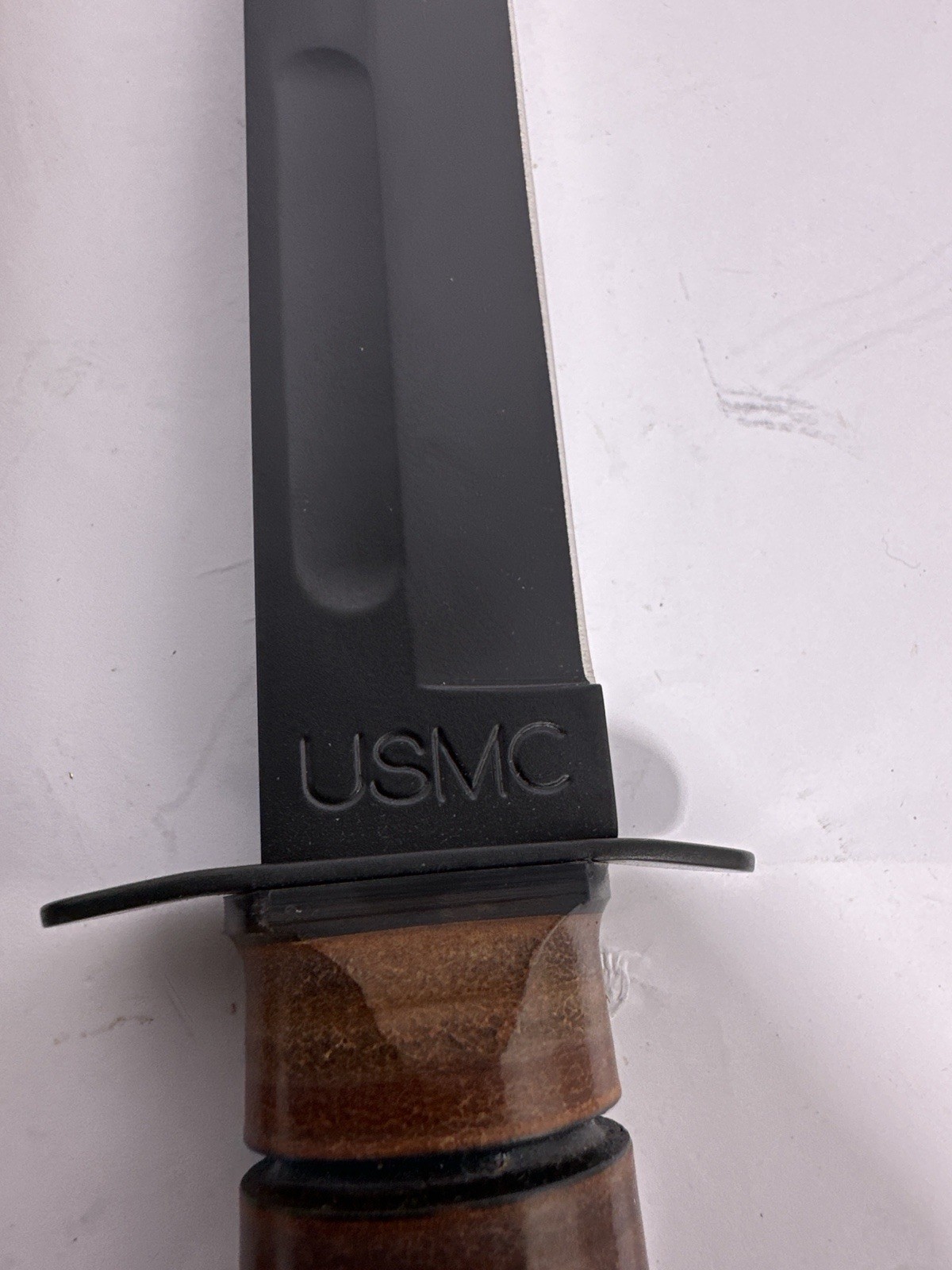 Ka-Bar USMC Fighting Utility Knife 1217 Olean NY 7” Blade Leather Sheath EXC