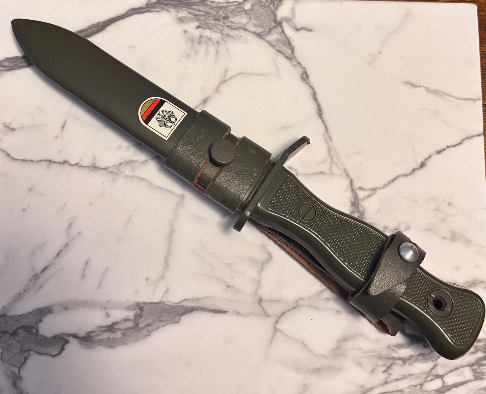 Vintage Original Bundeswehr German Army Combat fixed blade knife with sheath.