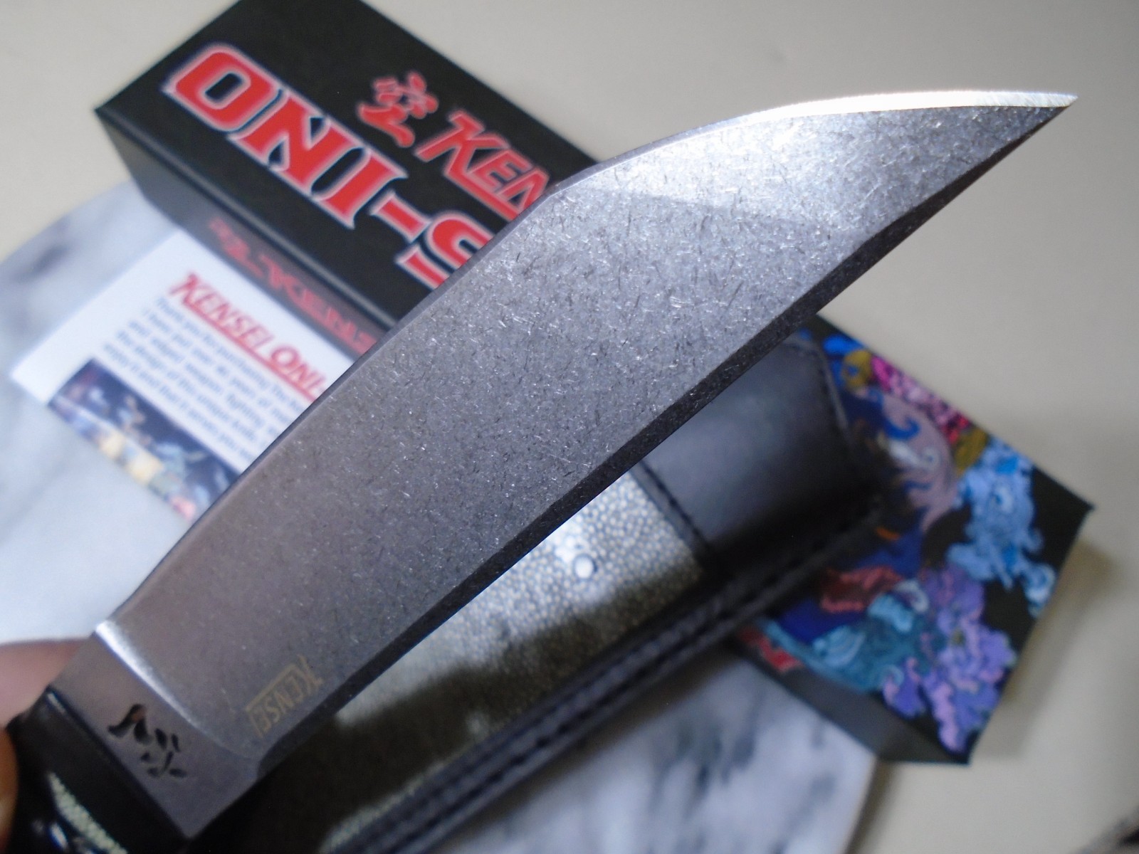 Kensei Oni-Shin Full Tang Japanese Tanto Fixed Blade Knife KE011 Leather Sheath