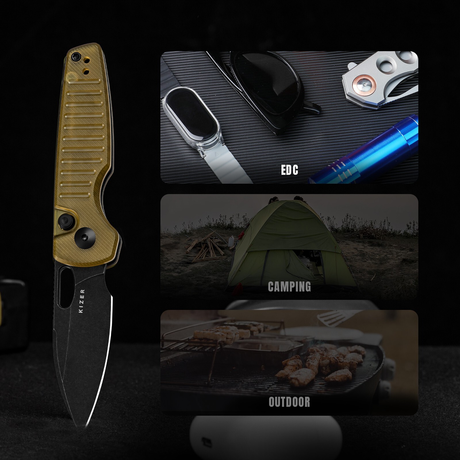 Kizer Parakeet EDC Folding Knife Drop Point Nitro-V Blade PEI Handle V2706A1