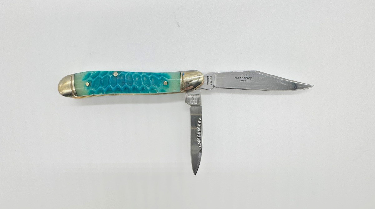Rough Rider RR2767 Blue Dragon Peanut Knife Blue Jigged Bone 2 Blade NIB + BONUS