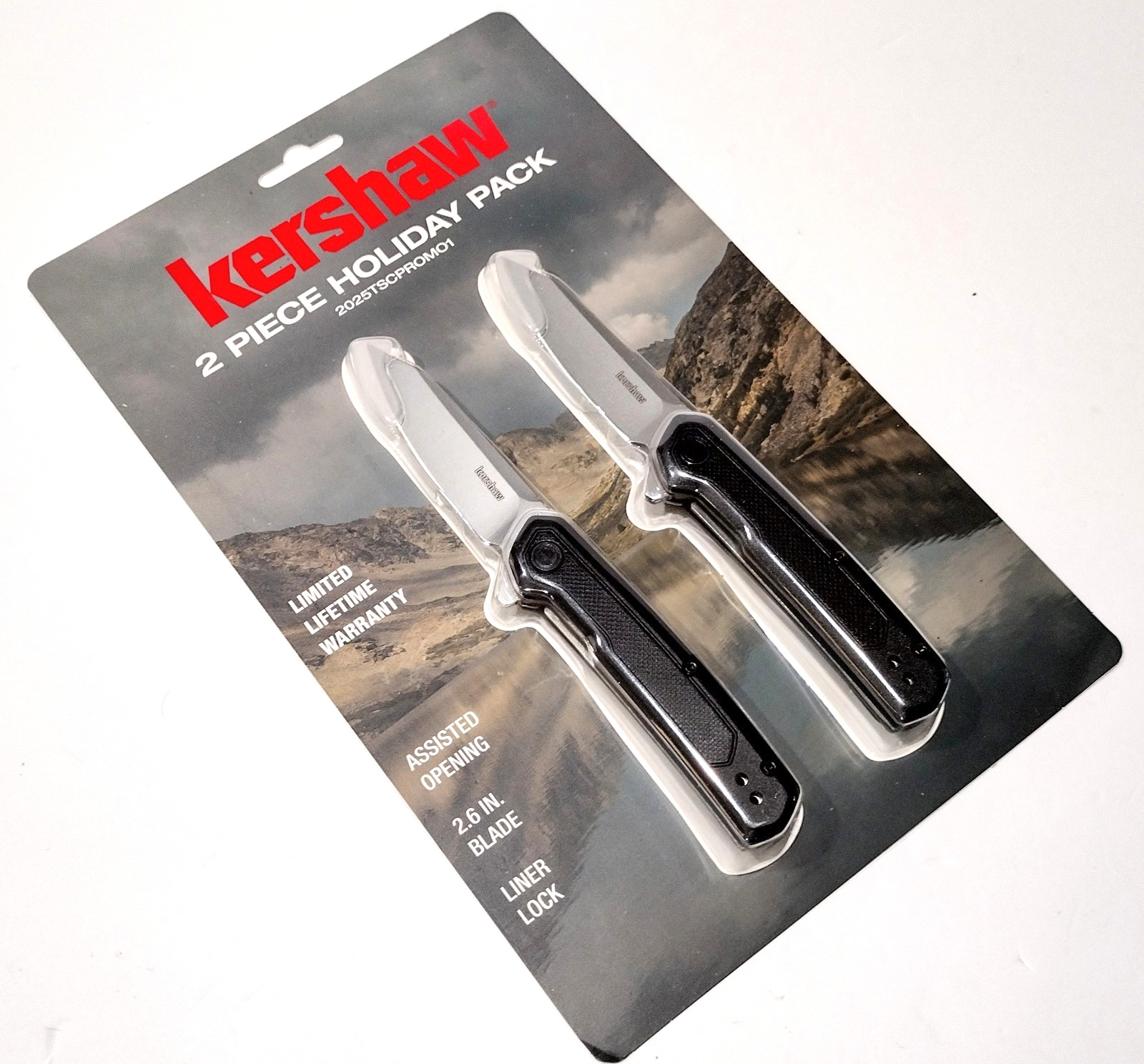 KERSHAW KS7017 2 PC BLACK Spring Open Assisted Tactical Folding Pocket Knife