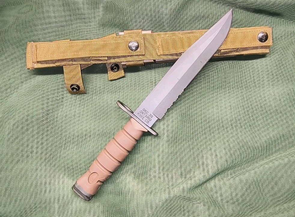 Vintage OKC3S OKC-3S Knife USMC Marine Corps Bayont Ontario Knife Co & Scabbard