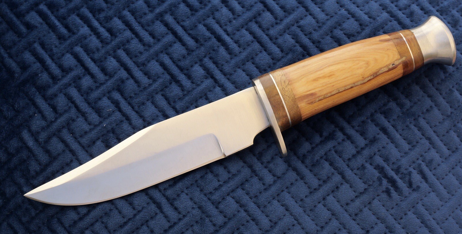 10” Fixed Blade Knife Survival Olive Wood Handle Custom Leather Sheath 5.5” Edge