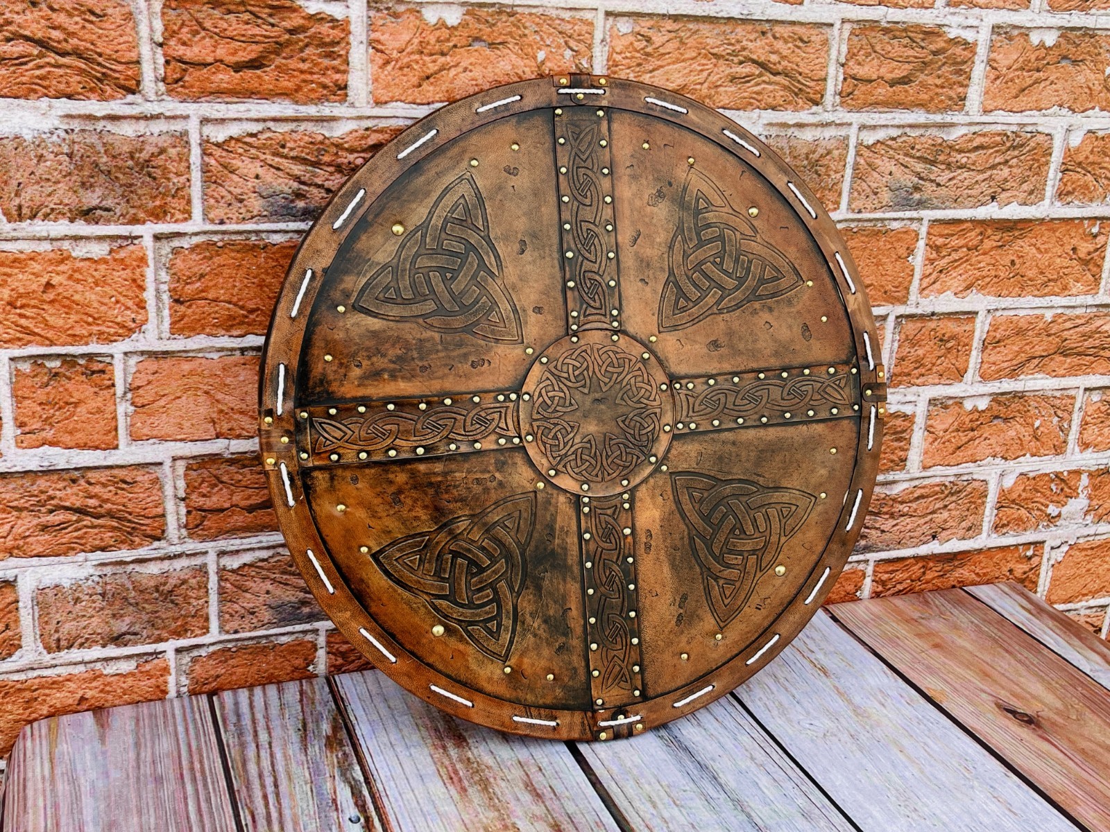 Scottish Targe Shield | Leather Shield | Handmade Leather Viking Shield