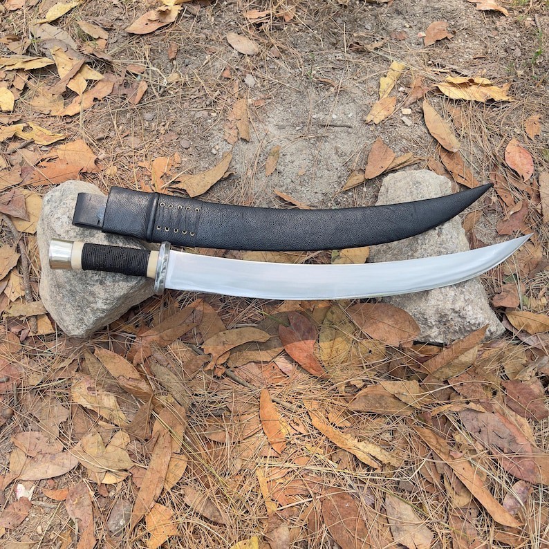 Unique Bone Handle Viking Knife | Handmade Carbon Steel Blade Camping 25 inches