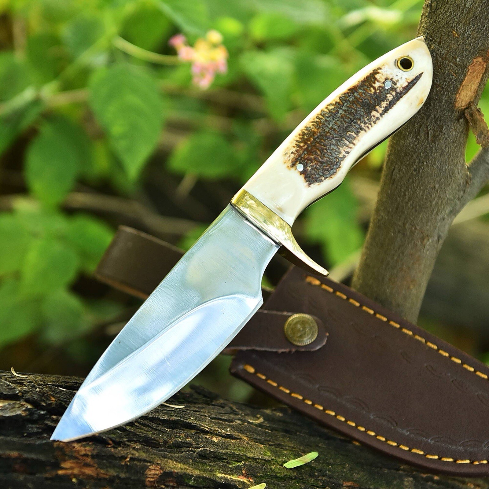 Custom handmade Hunting Knife Carbon Steel 1075 and Bushcraft Knife with sheath