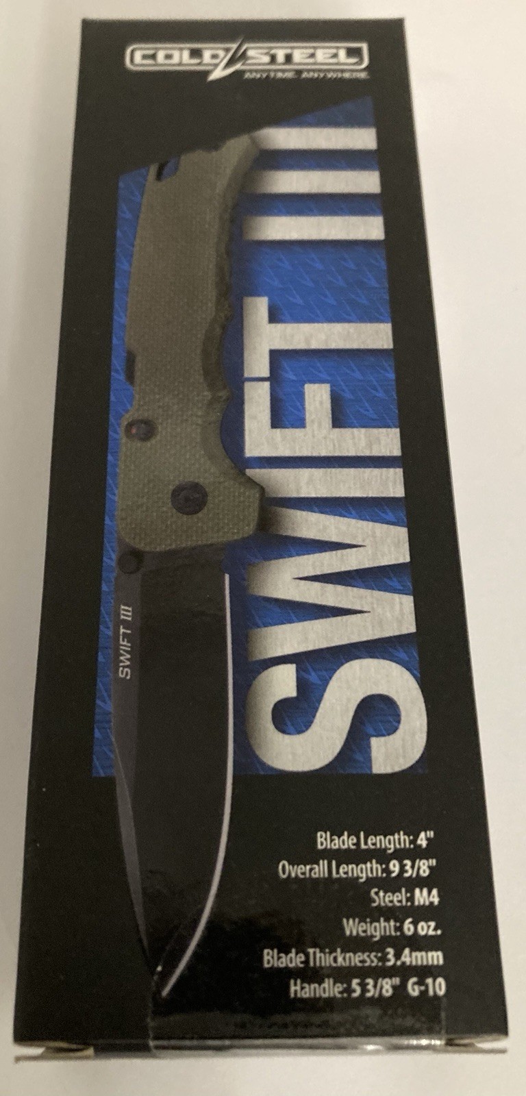 NIB New Cold Steel Swift III Folding Knife 4″ CPM-M4 Steel Blade G10 Handle