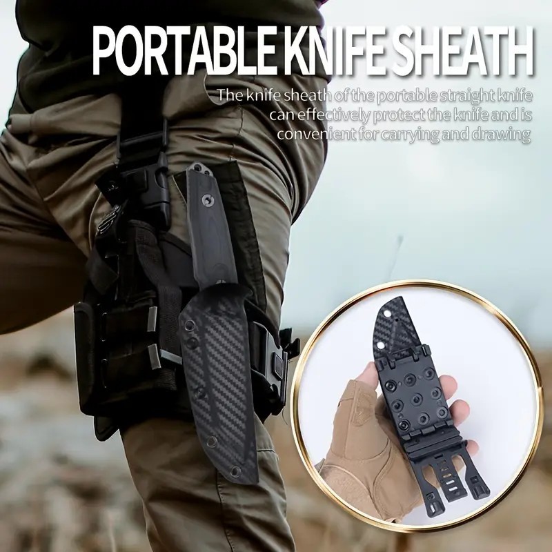 New 9.25″ Tactical Fixed Blade Knife Deluxe Carbon Fiber Sheath 4.5″ Tanto Blade