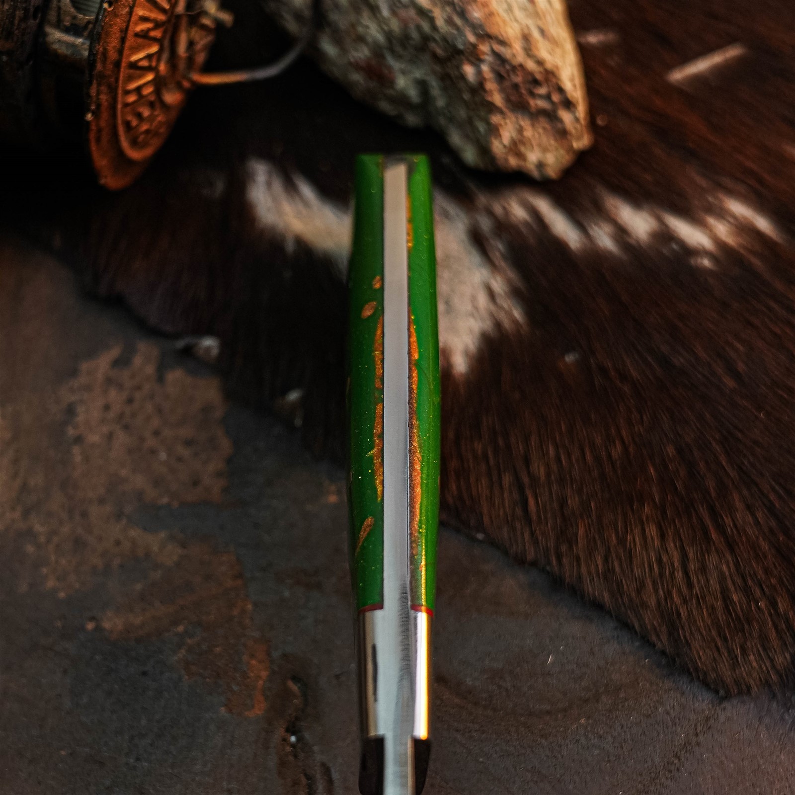 9.0″ Camping Bushcraft Damascus Knife Handmade Full Tang Resin Handle +Sheath