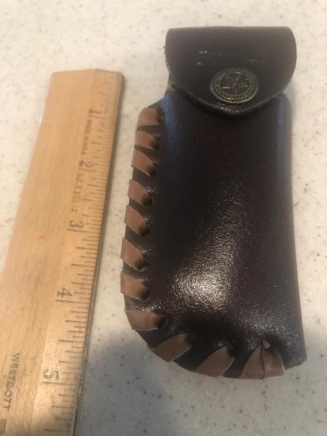 1907 STAUER DAMASCUS KNIFE – STATE OF OKLAHOMA SEAL ON SHEATH 2.25″ BLADE