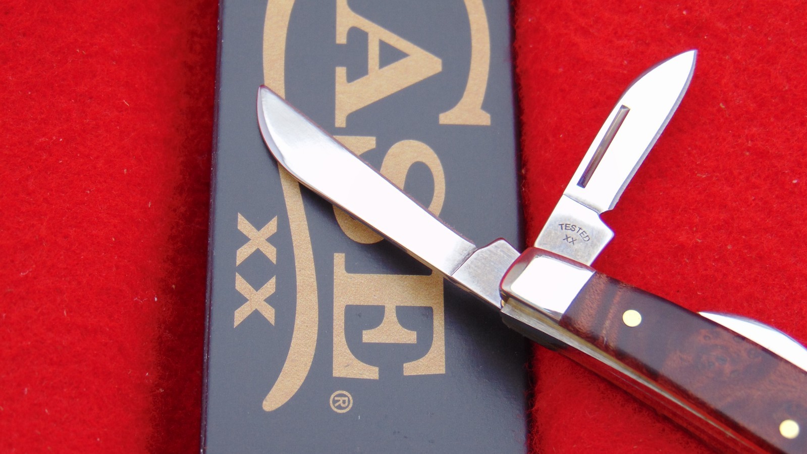 Case XX USA 7468 Smooth Brown Maple Burl Wood Congress Pocket Knife 64069