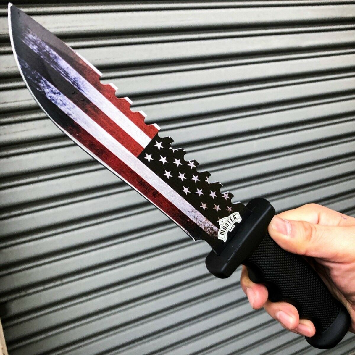 12.5 Military Tactical USA AMERICAN FLAG Fixed Blade Bowie Knife w/ Sheath NEW