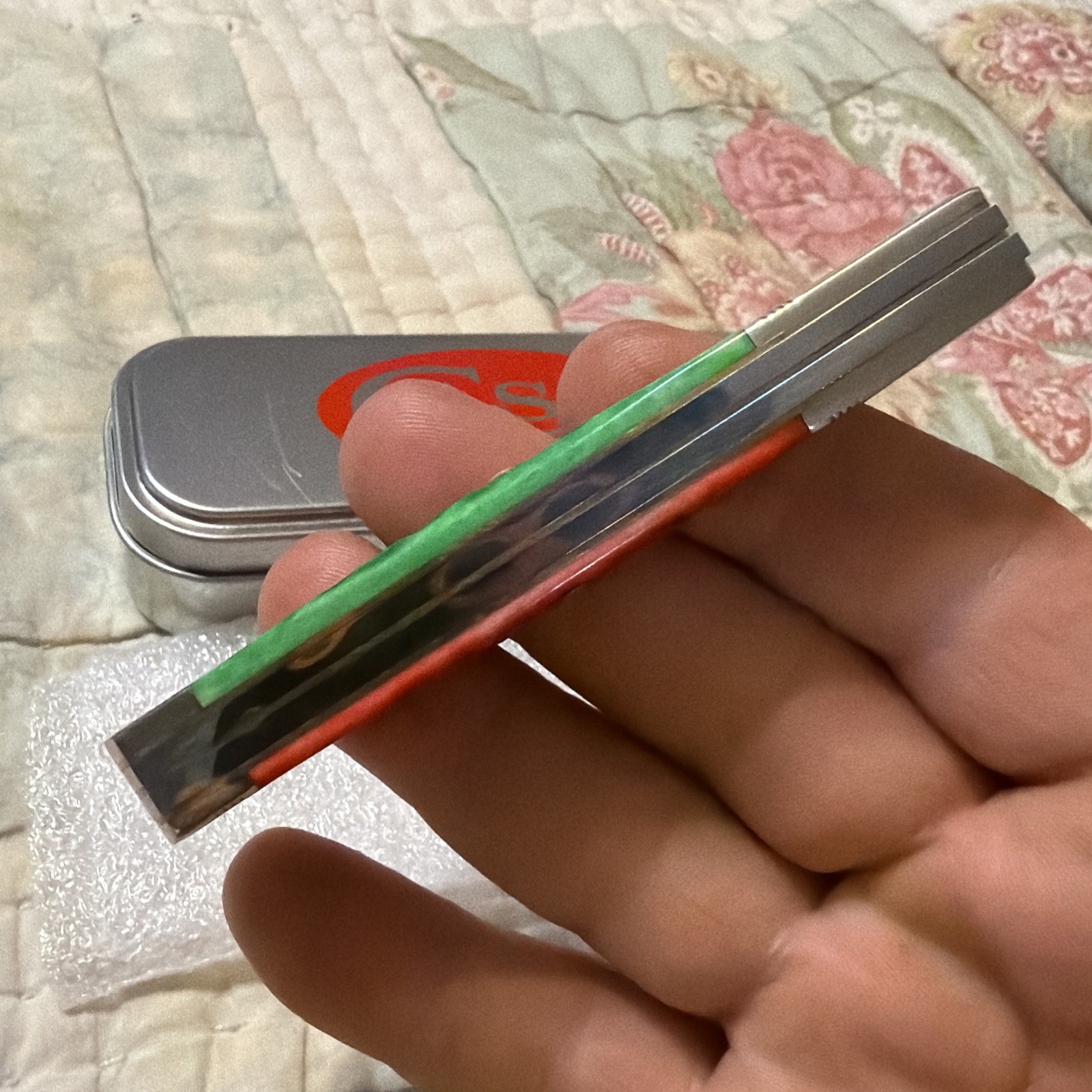 🔥🔥2024 Case XX Magicians Razor Green & Red Bone In Tin Opened 10933