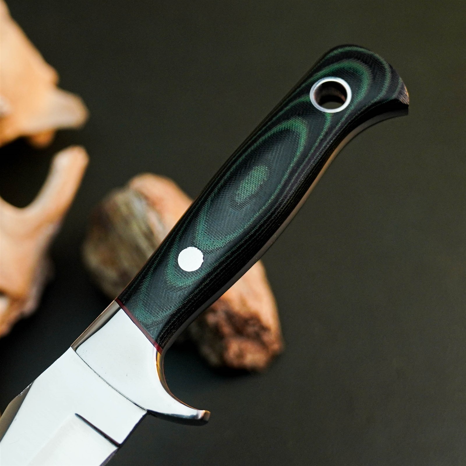 9.4″ Hunting EDC Stainless Knife Handmade Full Tang Micarta Handle + Sheath