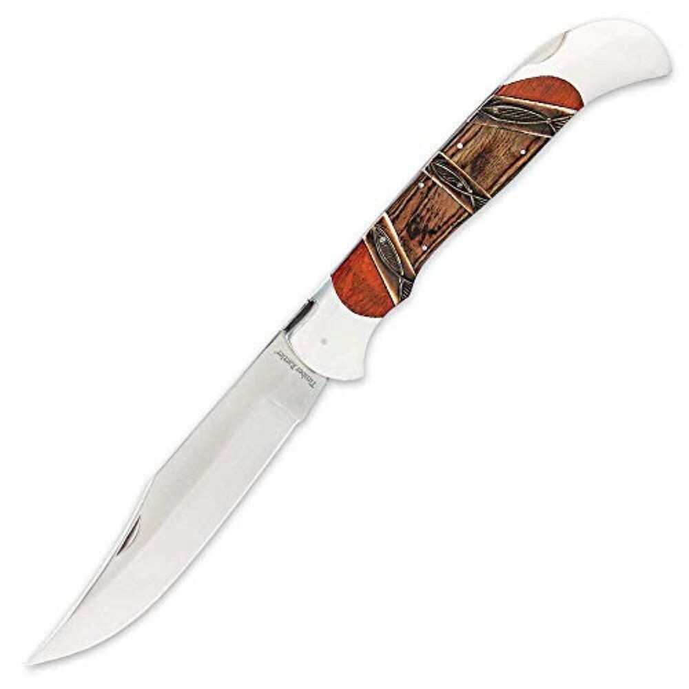 18″ GIANT FOLDING POCKET KNIFE Wood Camping Hunting Lockback Skinner Bowie Bone
