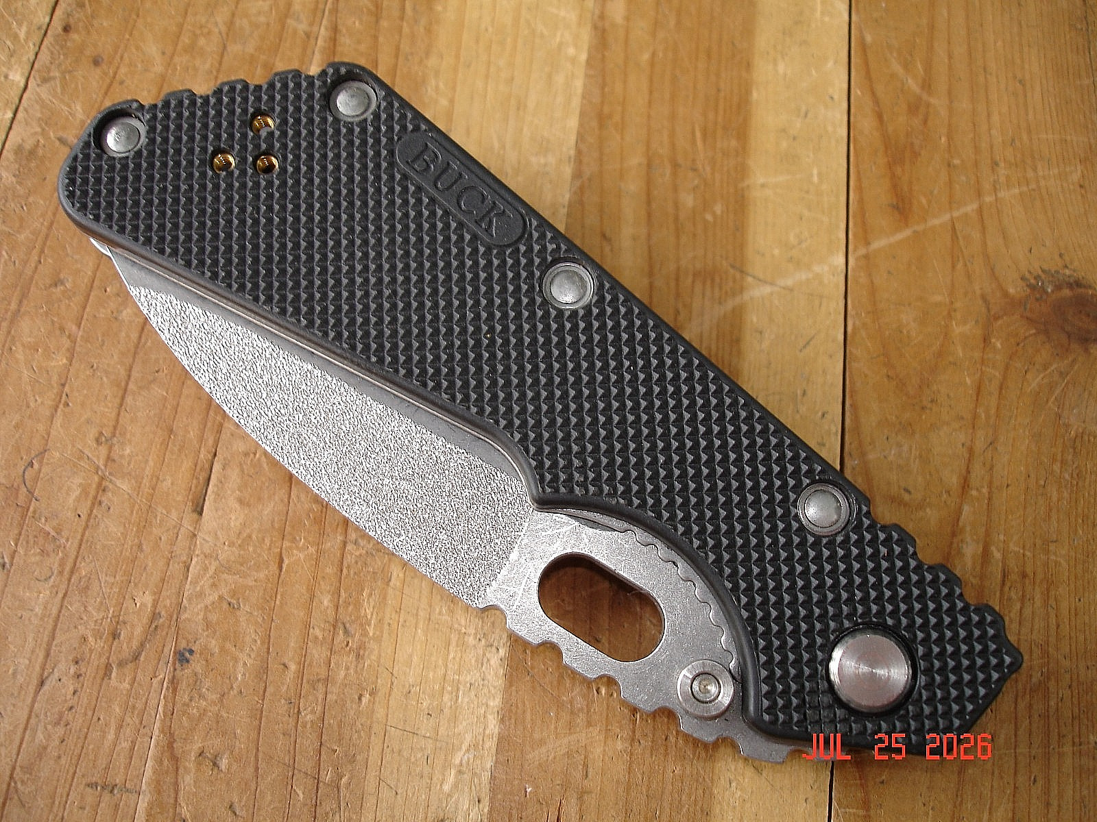 2003 BUCK KNIFE 882 889 STRIDER BOS ATS-34 STEEL BLADE SB.4 BLACK PLASTIC HANDLE